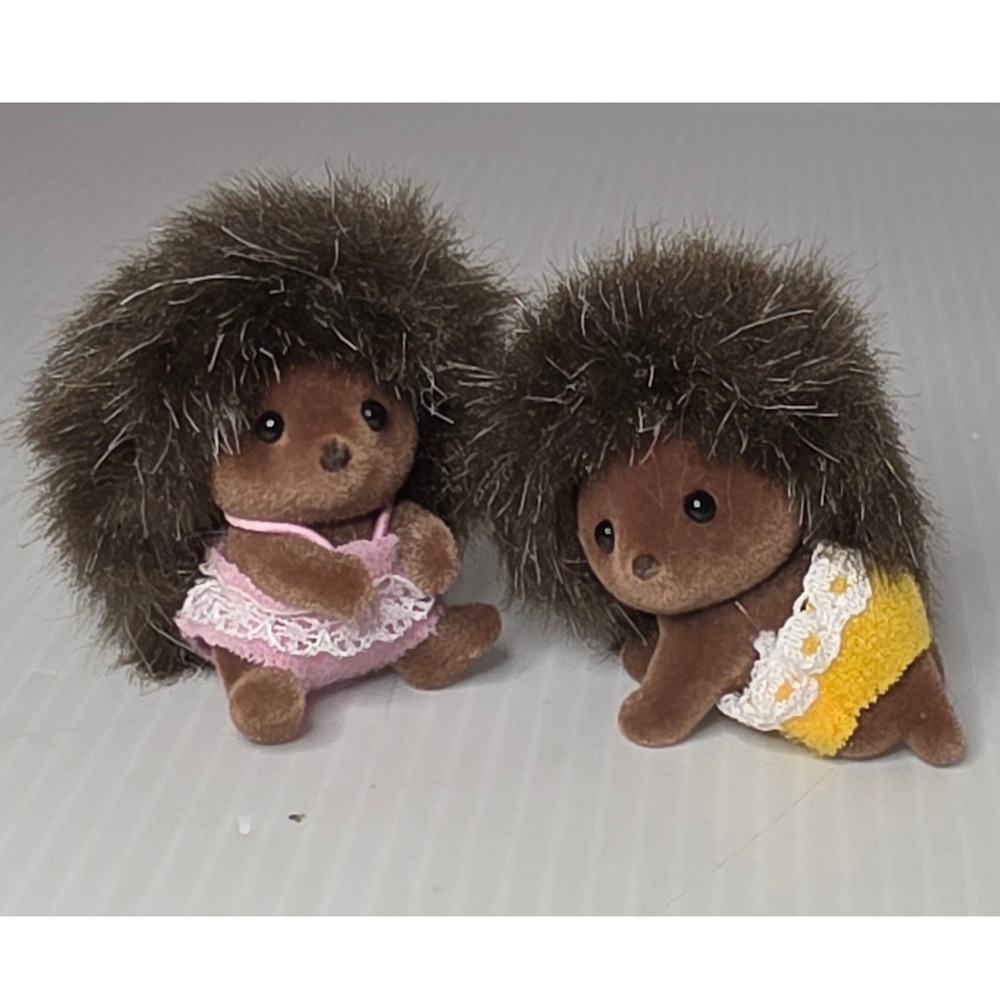 Calico Critters Hedgehog Twins Small Brown Good 1721